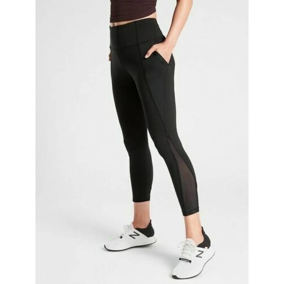 Athleta Leggings Small Black High Rise 7/8 Mesh Stretch Athleisure - Picture 1 of 15